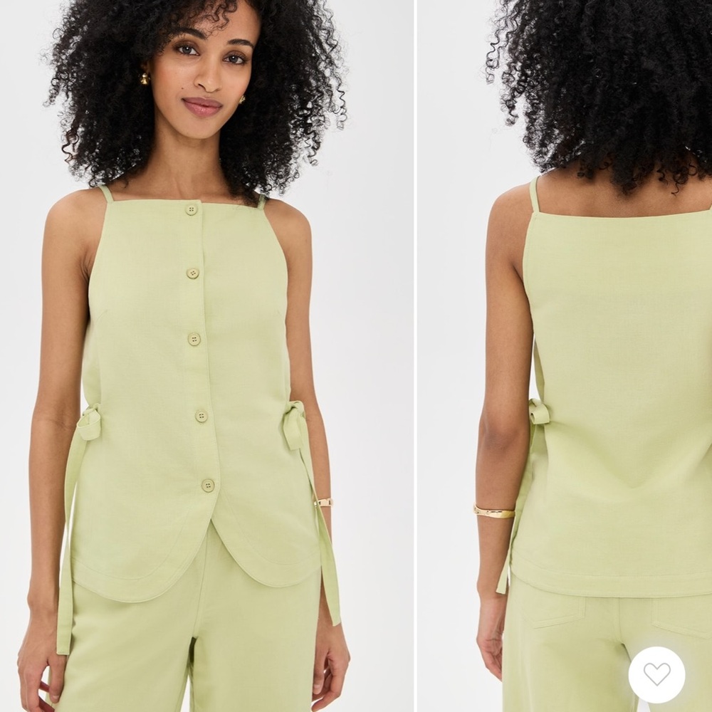 Green Sleeveless Button Down Tank Top